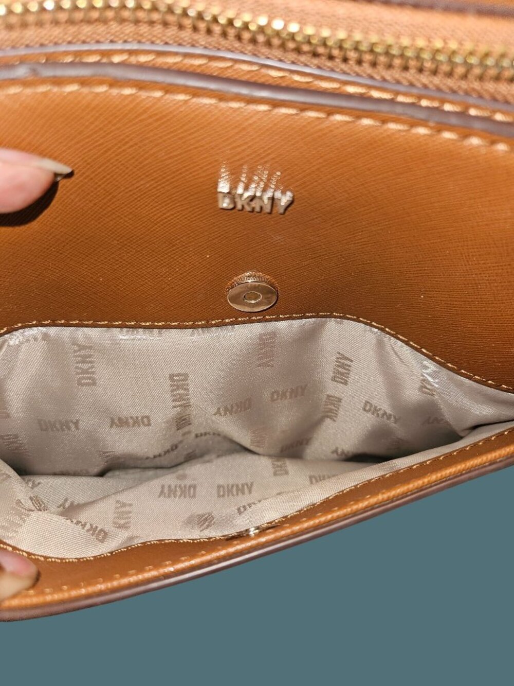 DKNY Logo Monogram Top Zip Chain Shoulder Bag - Picture 13 of 15